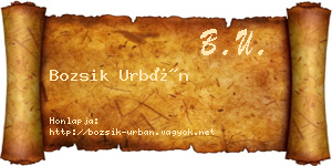Bozsik Urbán névjegykártya